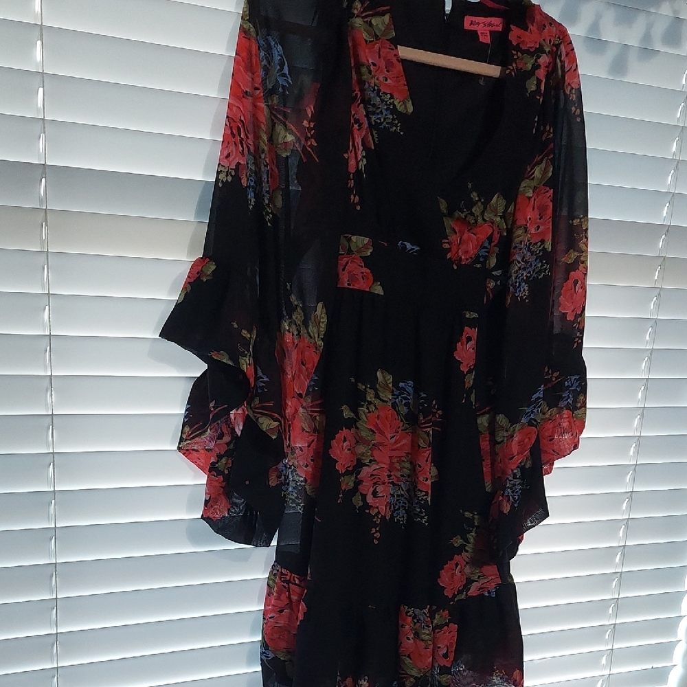 Betsey Johnson Black and Red Floral Dress